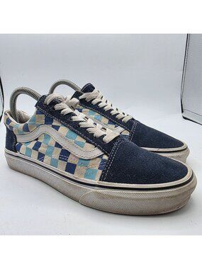 Vans Old Skool Blue Topaz Checkerboard Womens Size 8 Blue White Sneaker Shoes